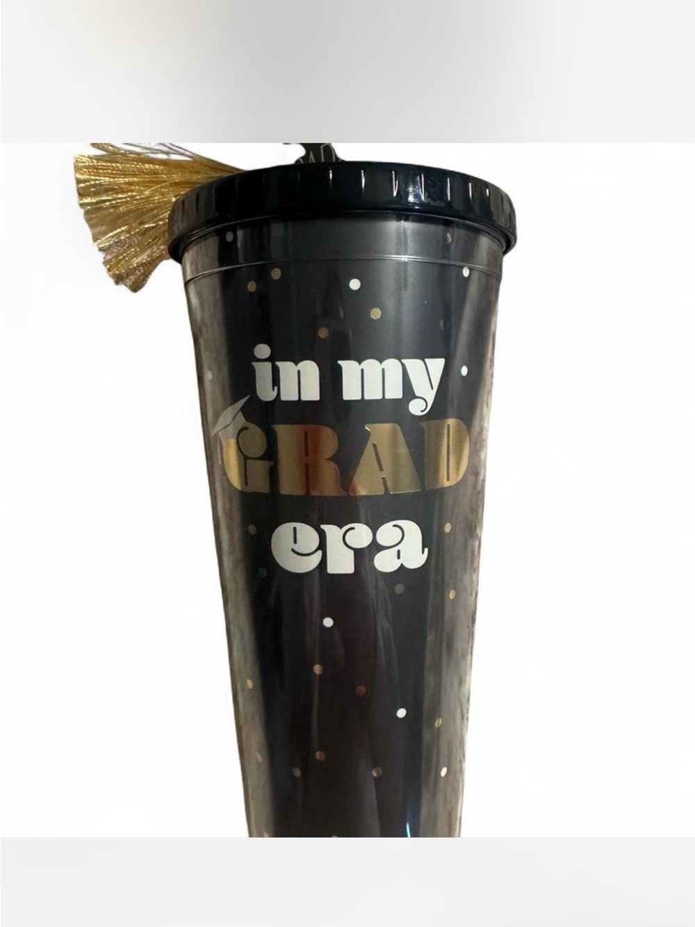 Graduation Tumbler Cup - Black with Gold "in my GRAD era"